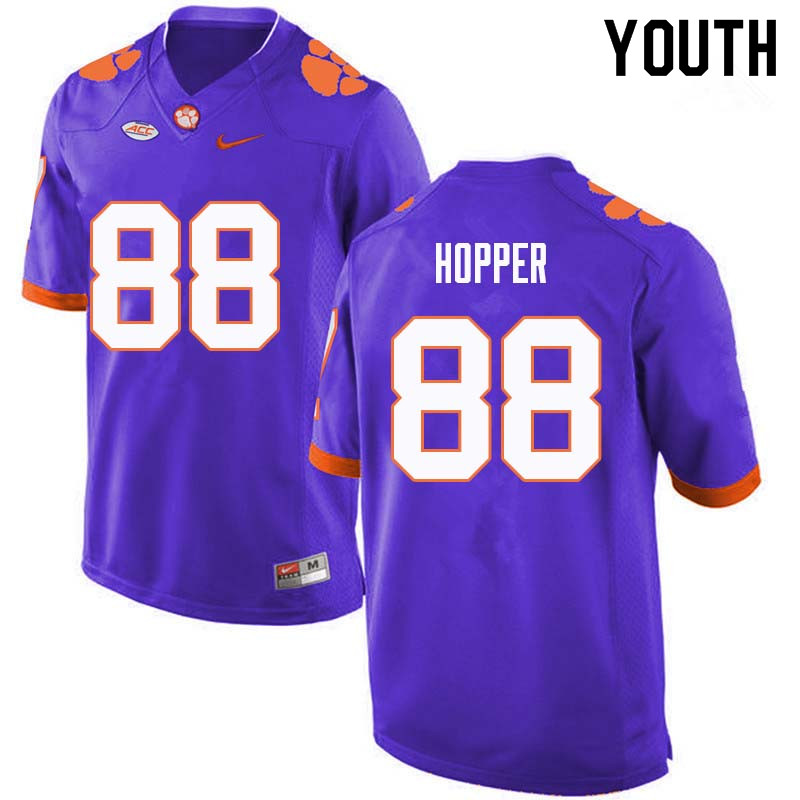 Youth #88 Jayson Hopper Clemson Tigers College Football Jerseys Sale-Purple